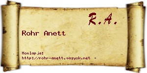 Rohr Anett névjegykártya